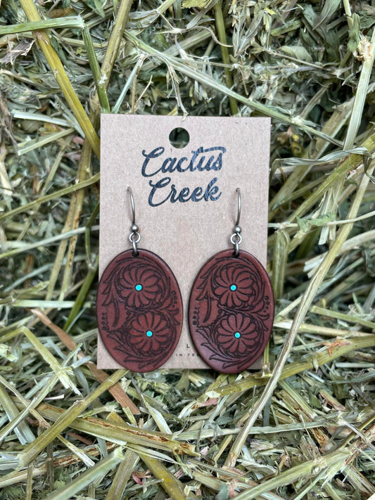 "Laura" tooled leather earrings