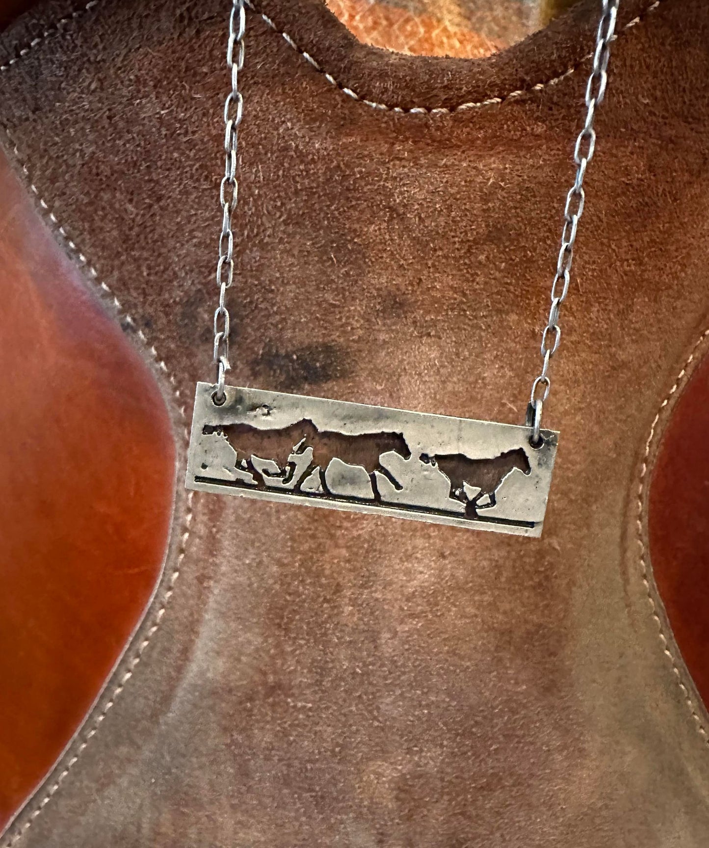 Layered running horses necklace