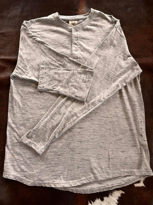 Long-sleeve heathered Henley