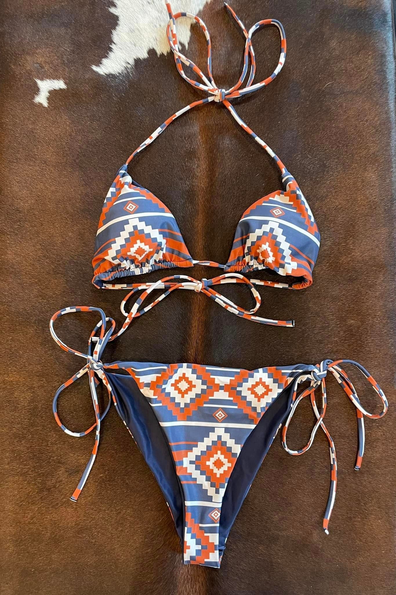 "Charro" - blue and rust two-piece