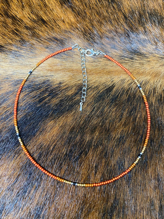 Hand beaded necklace - "Copperhead"