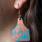 Ear tag copper patina earrings