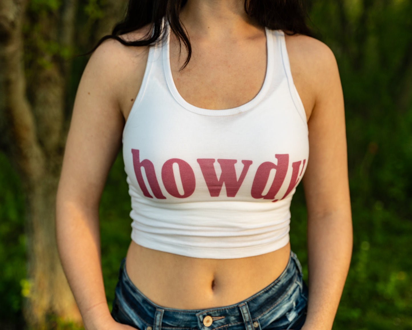 White cropped "Howdy" tank