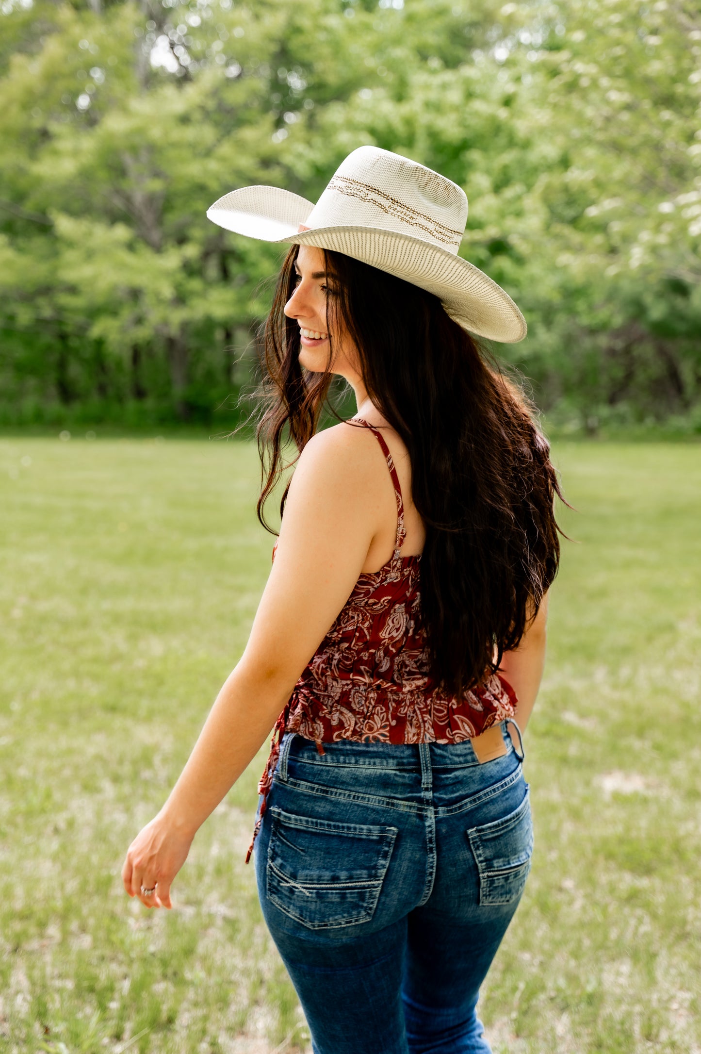 Paisley ruched tank top