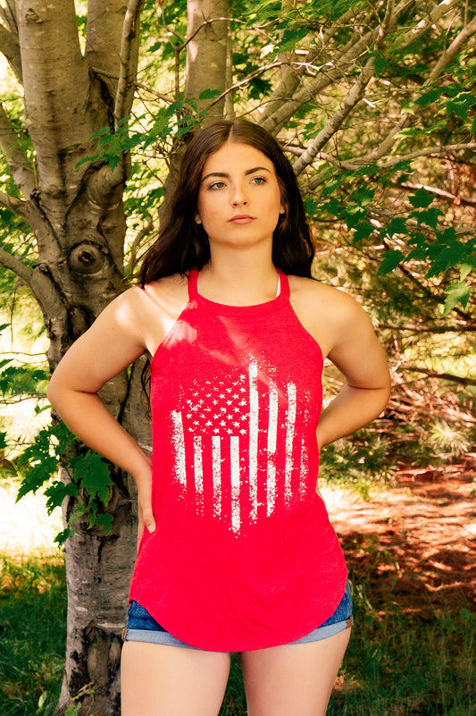 Red American flag tank top