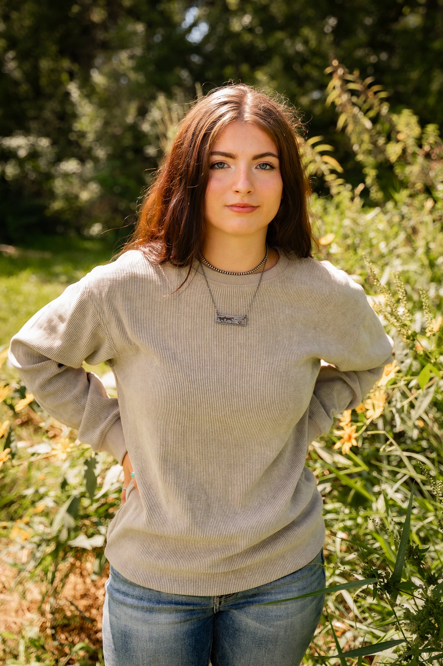 Solid Beige Ribbed Pullover