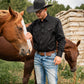 Men's black Western snap button shirt