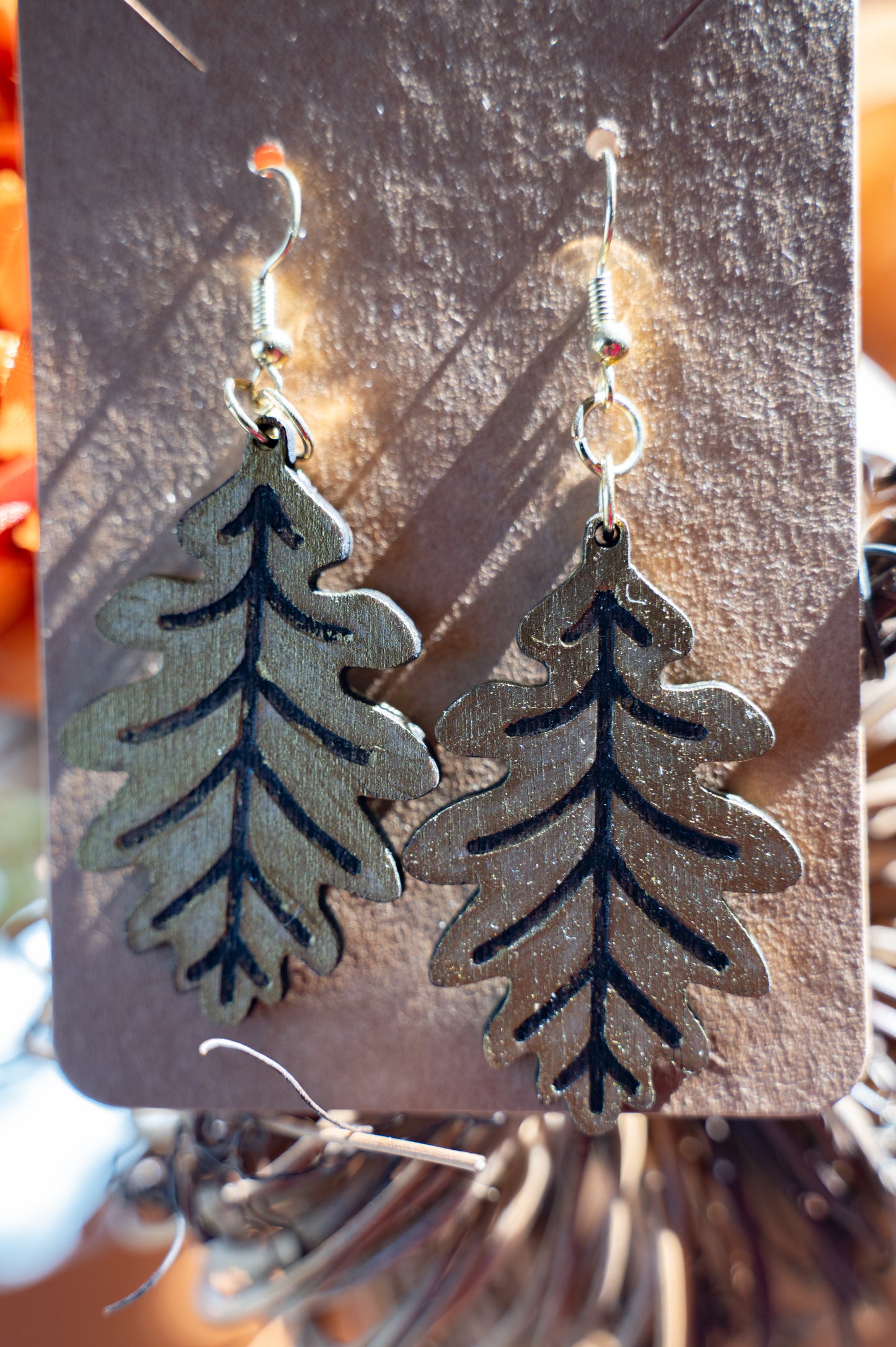 Wood fall earrings