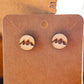 Wood engraved button earrings