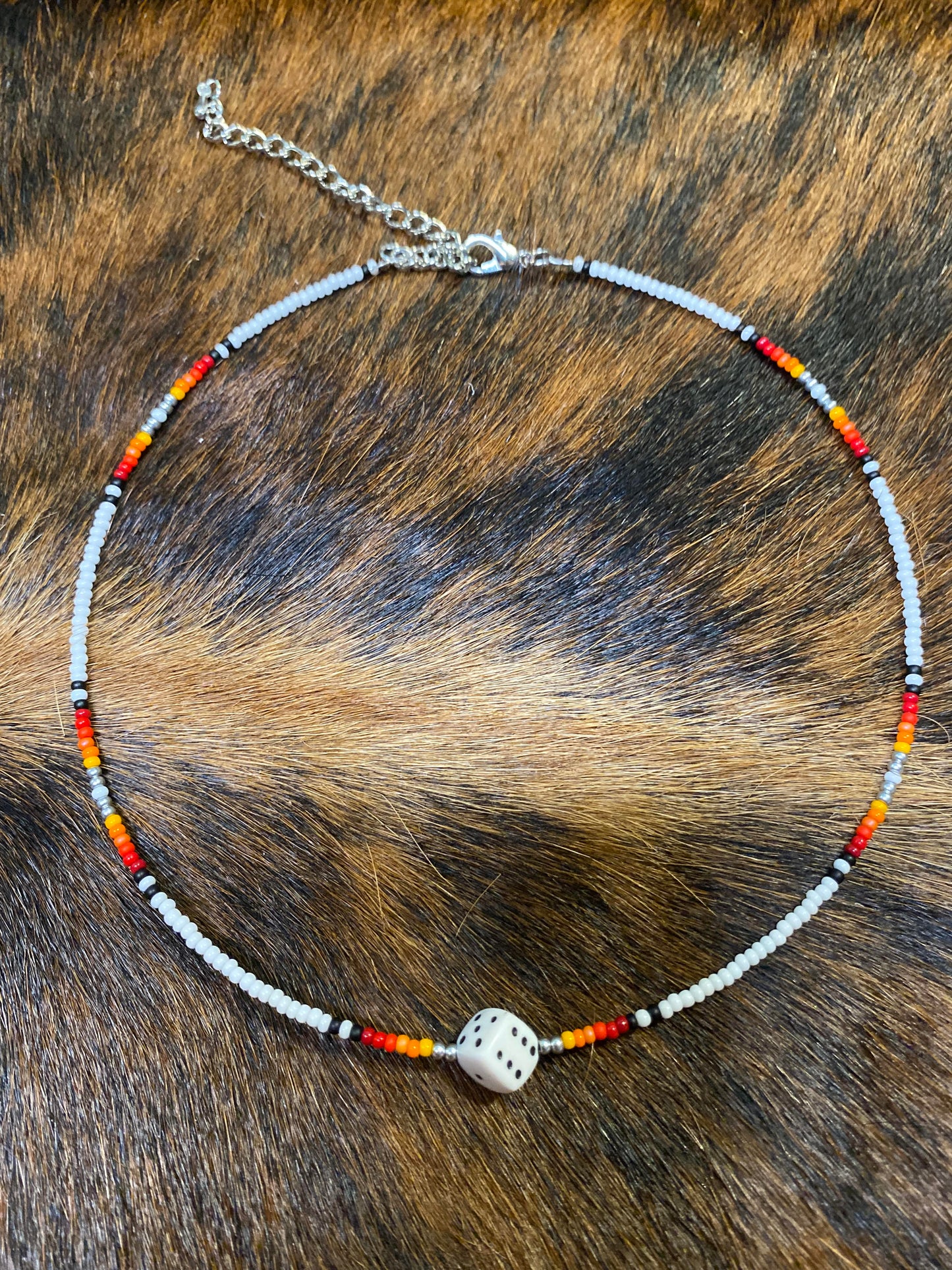 Hand beaded necklace - "Gambler"