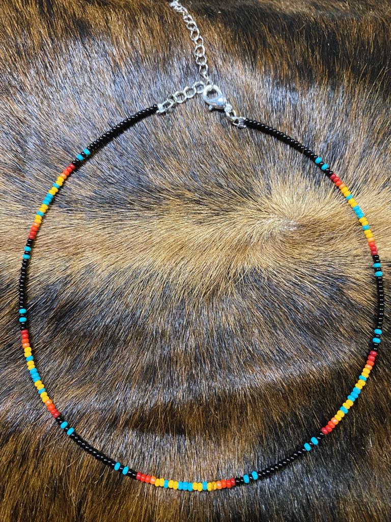 Hand beaded necklace- "Retro Western"